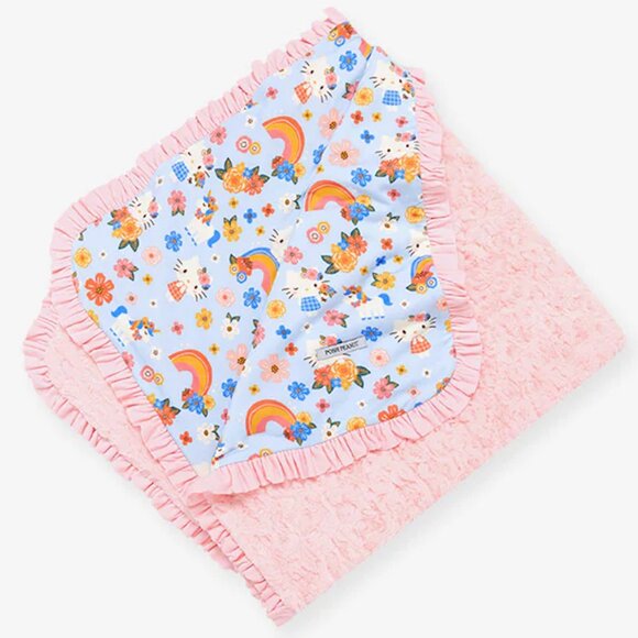 Posh Peanut Springtime Blue Hello Kitty Luxette Ruffled Minky